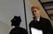 Dr. Sharon Falcone Miller congratulating 2012 Phi Kappa Phi initiate..